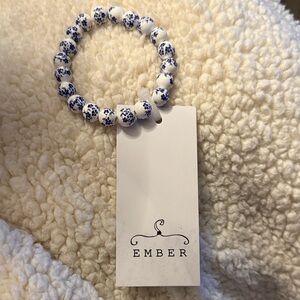Ember Blue and White Beaded Bracelet